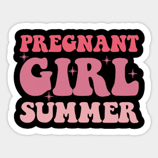 Pregnant Girl Summer Pregnancy Reveal Retro Vintage Sticker